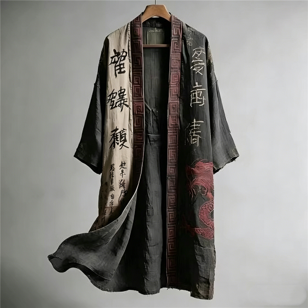 Kimono long imprimé chinois pour homme, Yukata décontracté ample pour femme, chemise de plage Hiyoshi