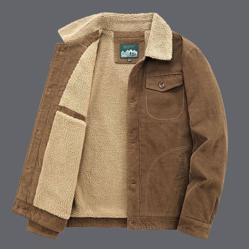 Veste en Velours Côtelé pour Homme, Parka Chaude, Décontractée, Plusieurs Poches, Vêtement Solide, Hiver