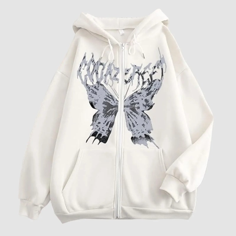 Manteau à capuche pour hommes, sweat à capuche amusant avec fermeture éclair, squelette papillon, chemise de sport ample et confortable, haut à manches longues