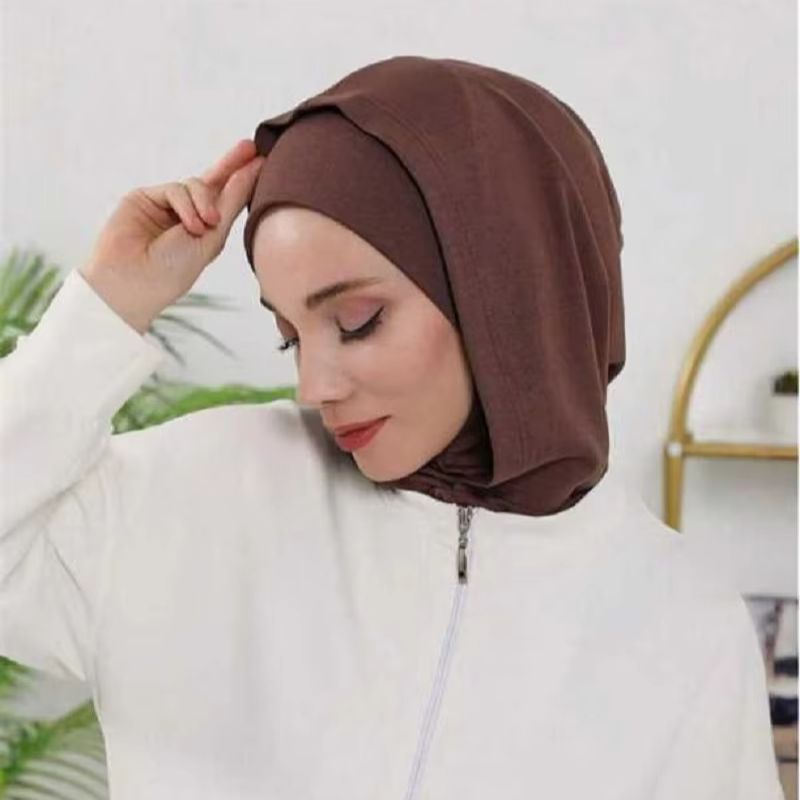 Bonnet Hijab Instant Double Couche pour Femmes Musulmanes, Bonnet Intérieur Ramadan, Turban Élastique, Bandana, Capuche et Bandeau Assorti