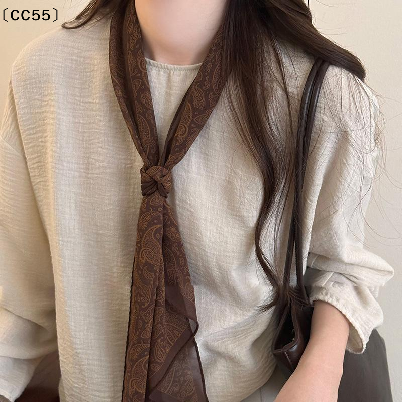 Maillard – long foulard en soie, accessoire polyvalent pour femmes, bandeau décoratif tendance, attache pour cheveux, ceinture〔CC55〕
