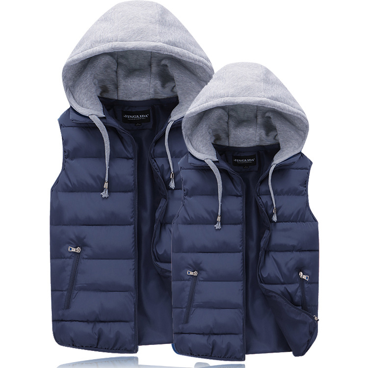 Manteaux décontractés à capuche pour hommes, gilet rembourré en coton, gilets à fermeture éclair, grande taille, veste sans manches