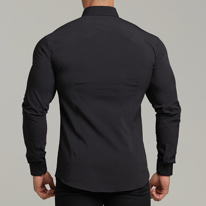 Chemise décontractée à manches longues pour hommes, Super Slim, robe d'affaires sociales, solide, sous-vêtement, vêtements de sport, Fitness, mode automne