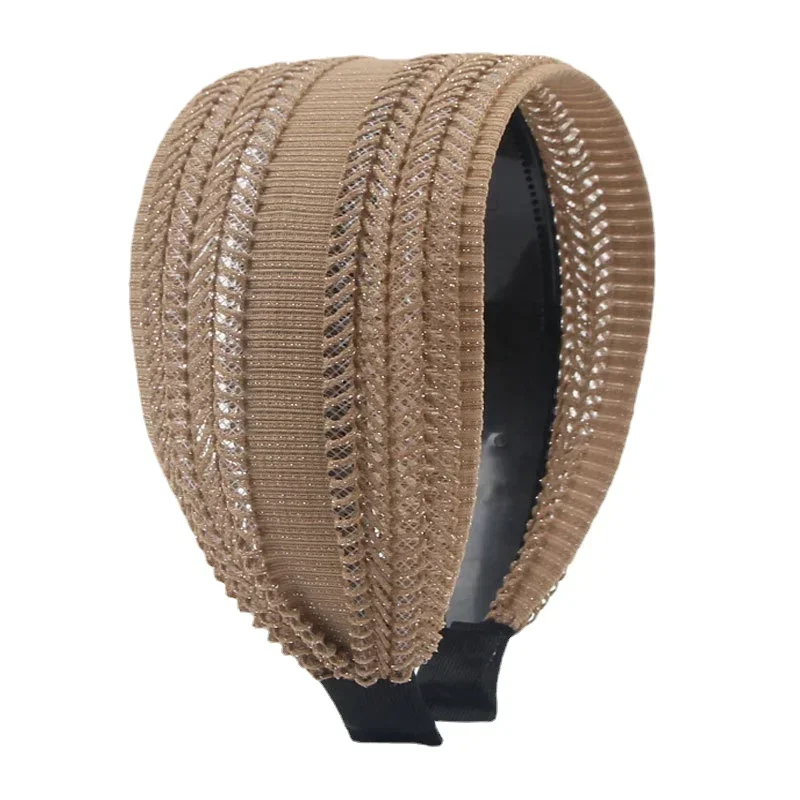 Bandeau pour cheveux pour femmes, bandeau large Simple avec dents, épingle à cheveux antidérapante, couverture creuse assortie, Accessoires pour cheveux gris pour femmes