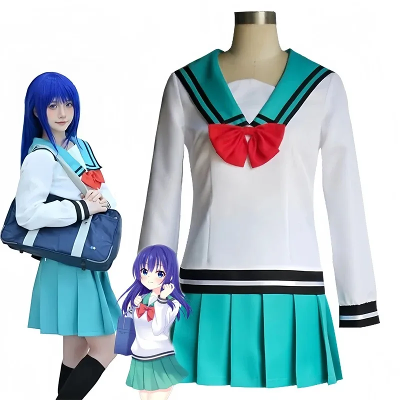 Ensemble de costume de cosplay uniforme de marin japonais style anime, haut à manches longues, jupe plissée, nœud papillon, chaussettes, tenue de jeu de rôle pour femme