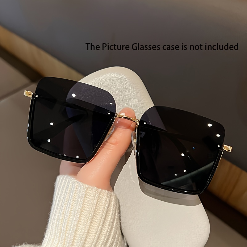 Lunettes élégantes pour femmes, noires, demi-montures, à la mode - résistantes aux UV, monture en métal, parfaites pour la mode et l'exploration en plein air