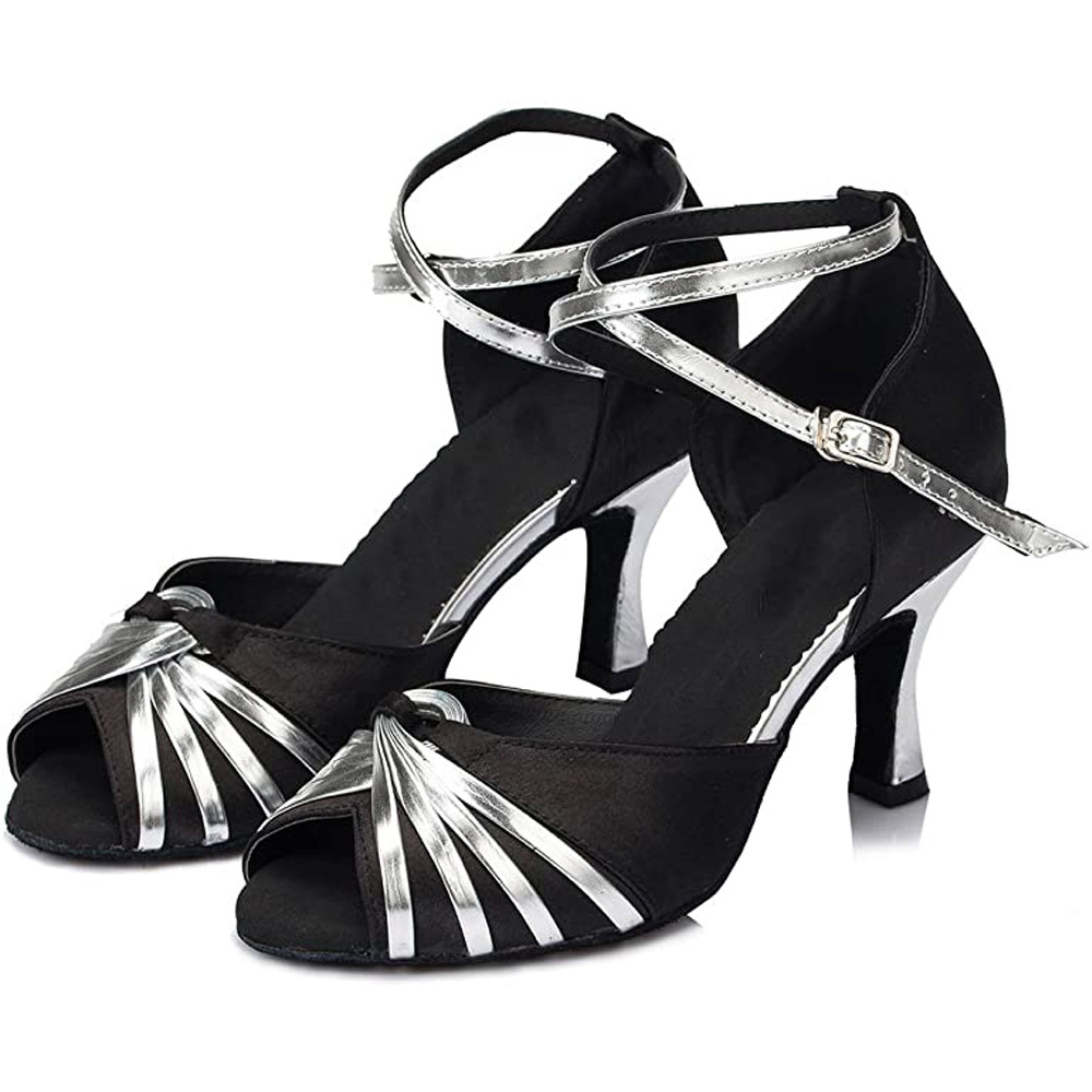 Chaussures de danse latine noires à talons hauts, sandales de jazz, pour tango, danse de salon intérieure, fête estivale, pour femmes, entraînement, danse moderne 2026