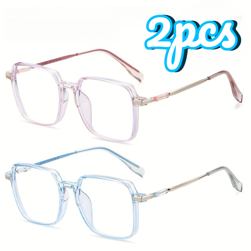 Lunettes de lecture transparentes surdimensionnées pour femmes, 1/2 pièces, lunettes légères rose bleu pour le bureau et l'usage quotidien