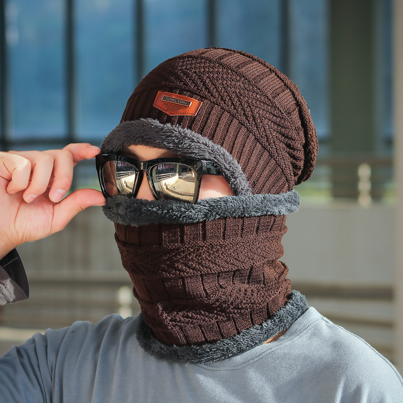 COKK – Bonnet d'hiver en laine épaisse pour homme et femme, Bonnet tricoté, écharpe, cagoule, masque, Gorras