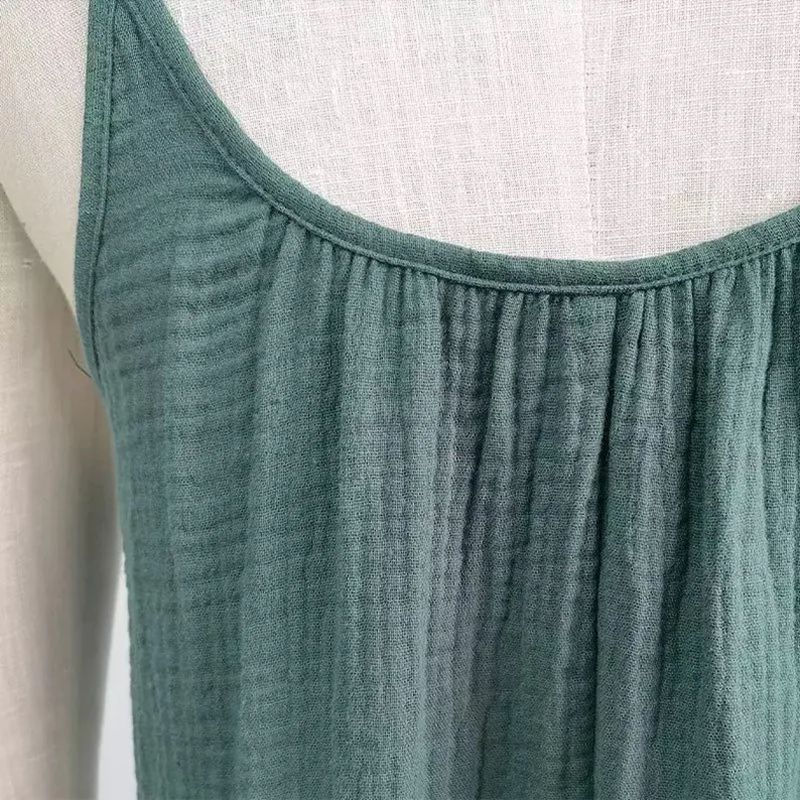 Robe longue décontractée 100% coton pour femmes, ample, couleur unie, sans manches, dos nu, Streetwear, élégante, été