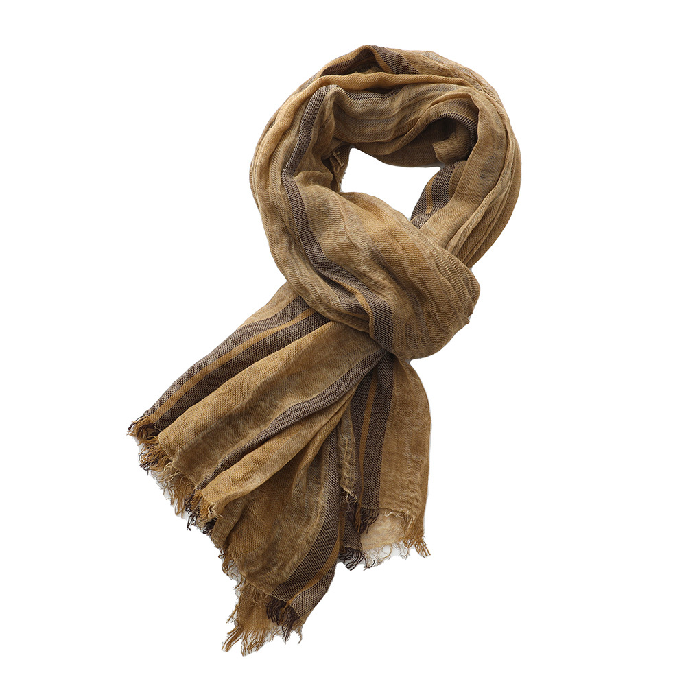 Automne hiver hommes écharpe coton lin rayé foulards chaud foulard Pashmina décontracté mâle accessoires Bufandas châles