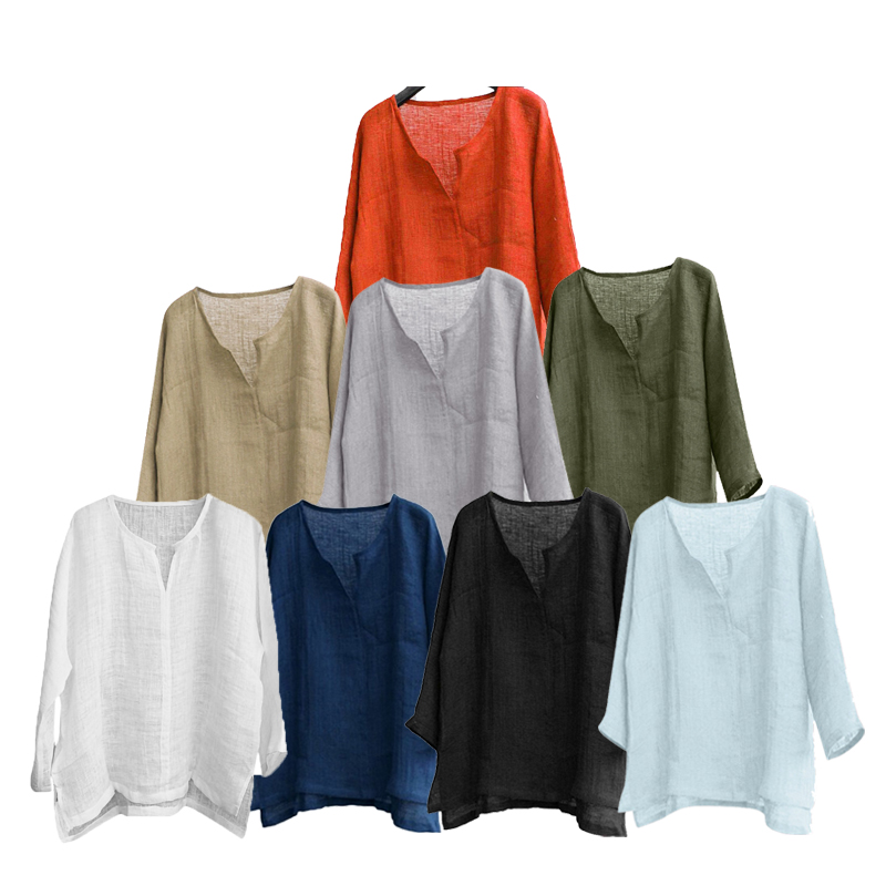 Chemises en coton et lin pour hommes, chemisiers à manches longues, chemises sociales pour hommes, col en v, chemise formelle blanche, chemises surdimensionnées, vêtements pour hommes