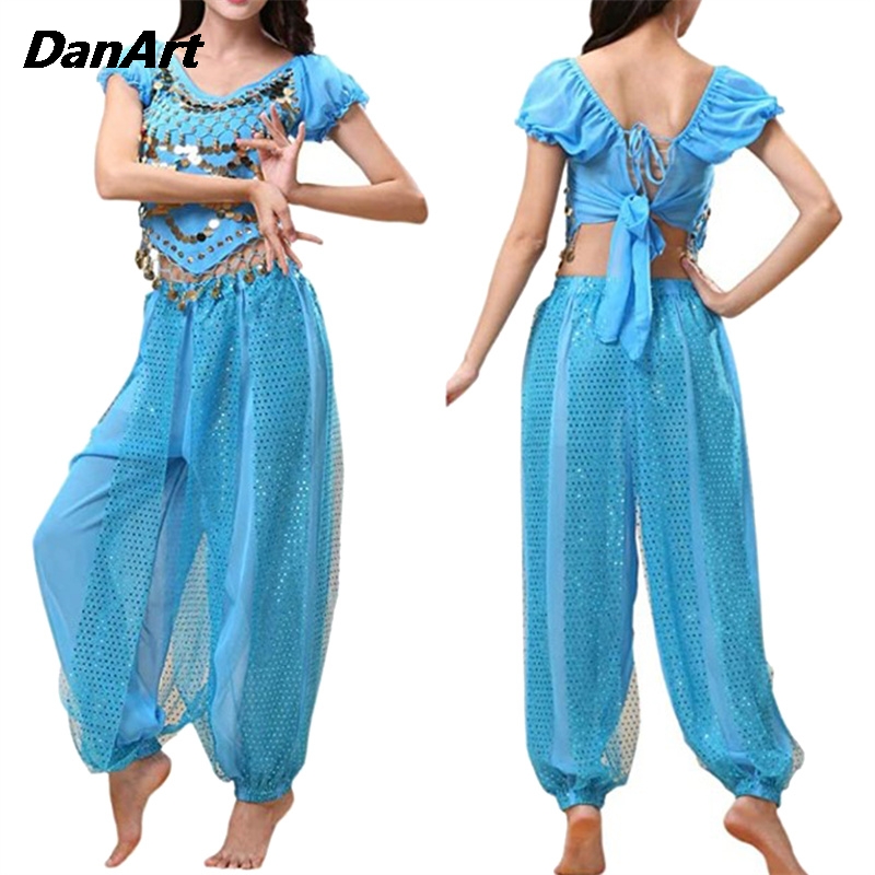 Ensemble de olympiques de danse du ventre indien pour femmes, haut et pantalon, olympiques de danse arabe financièrement, olympiques d'Halloween, olympiques de scène