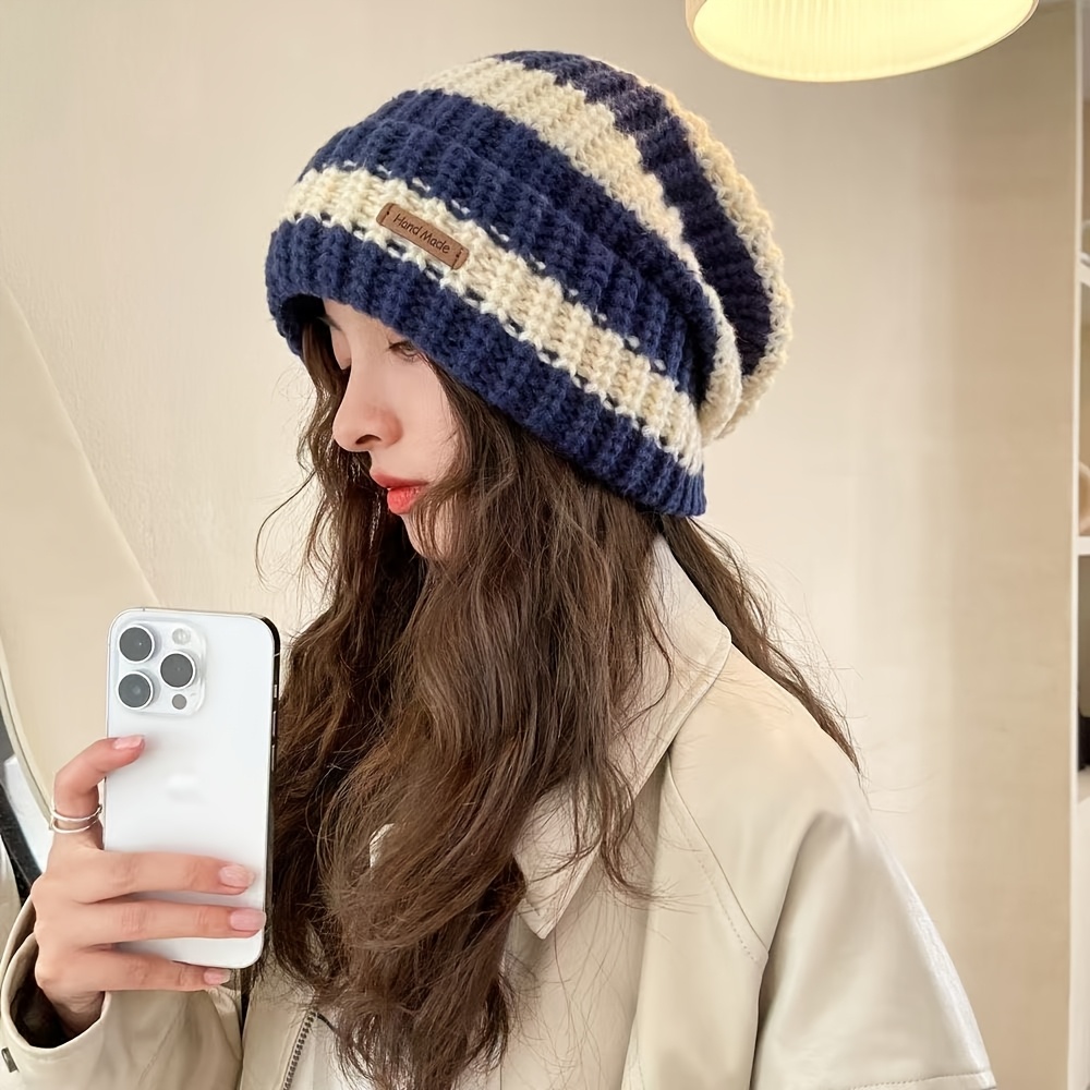 Chapeau d'hiver pour hommes et femmes, bonnet en tricot de marque tendance, grande taille, en laine.