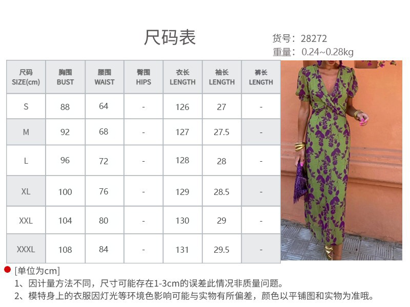 Robe Imprimée Contrastante Tendance avec un Style Élégant, Col en V Ajusté, Manches Courtes, Sexy et Décontractée pour les Vacances, Robe pour Femme