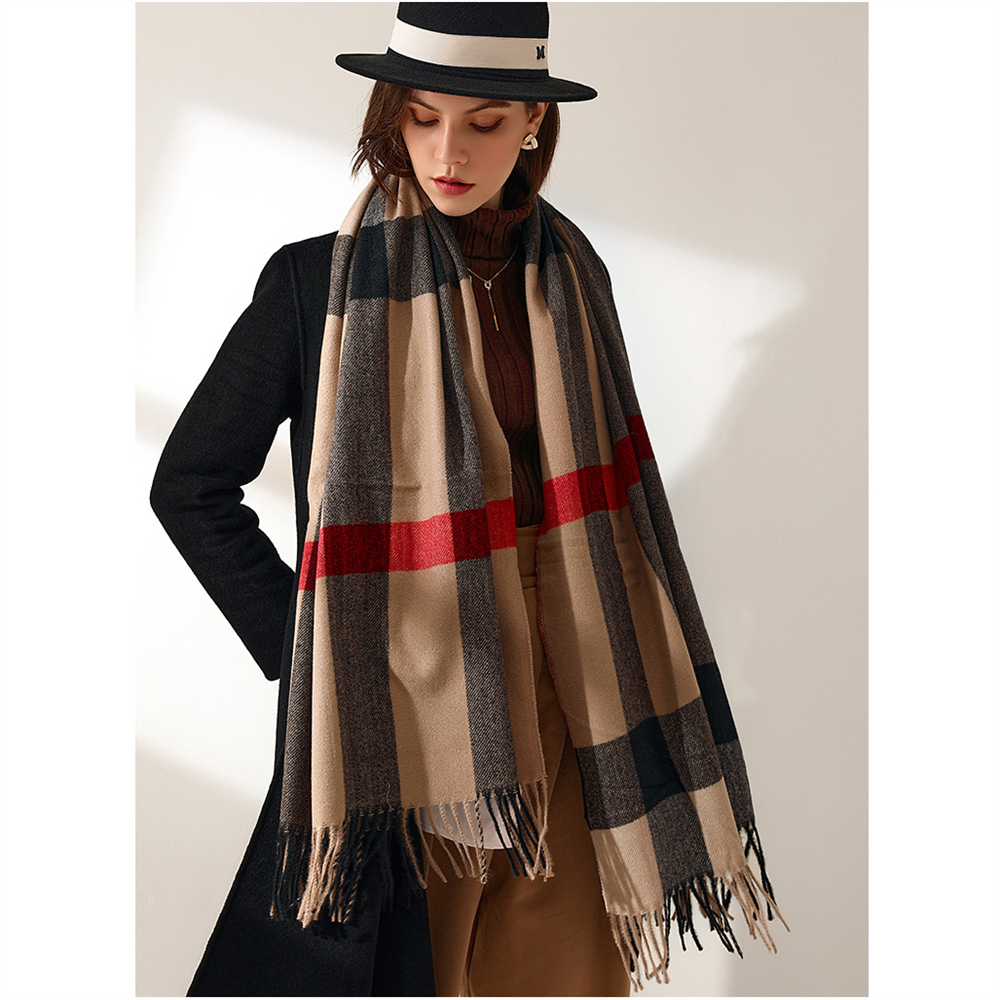 Écharpe à carreaux pour femmes, châle en cachemire, grande couverture douce et chaude, classique, vente en gros, livraison directe, automne et hiver