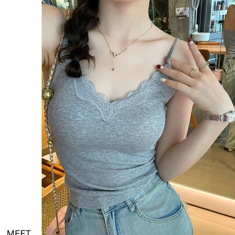 2025 CoquetteY2k vêtements coréen dentelle débardeur femmes recadrée mignon Camis Sexy blanc débardeurs femme sans manches noir gilet été