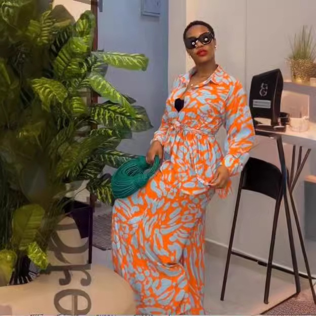 Ensembles imprimés musulmans pour femmes : Blouse, pantalon large, tenues à lacets – Collection Ramadan 2026 Maroc Dubaï – Ensemble décontracté arabe 2 pièces