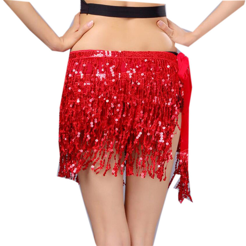 Jupe à paillettes pour femmes, danse du ventre, hanche, Mini écharpe à pampilles, ceinture enroulée Rave, Costume de fête pour spectacle sur scène, tenue de Cowgirl