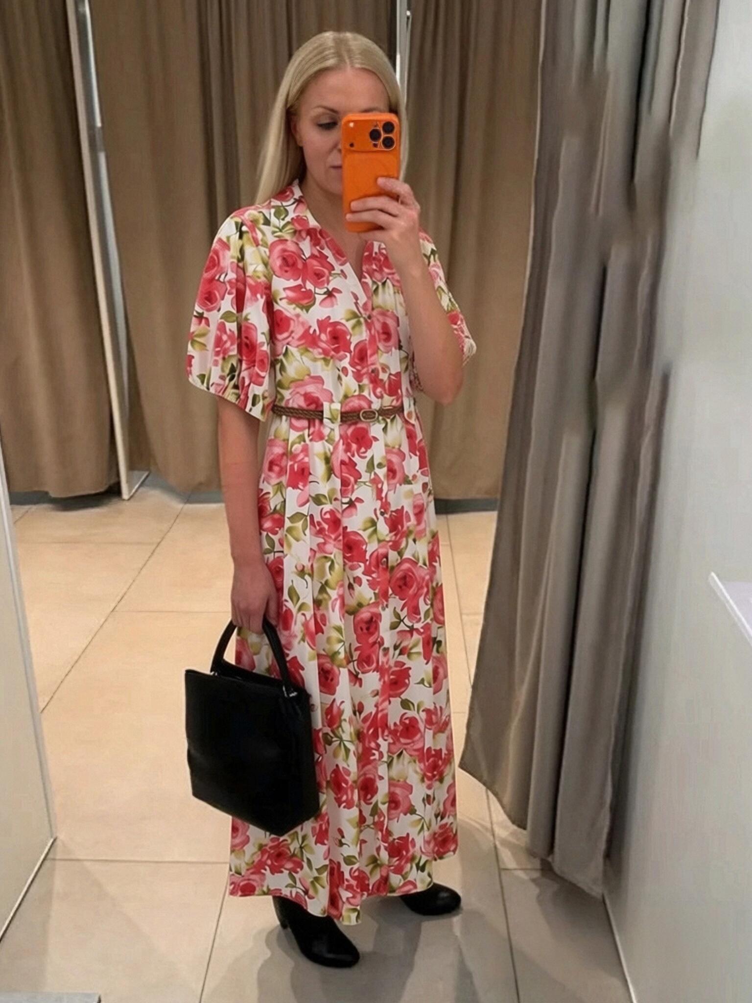 Robes pour femmes, mode féminine d'été, robe à imprimé floral, robe slim avec ceinture, robe chic pour femme, taille haute, col en V, manches courtes bouffantes