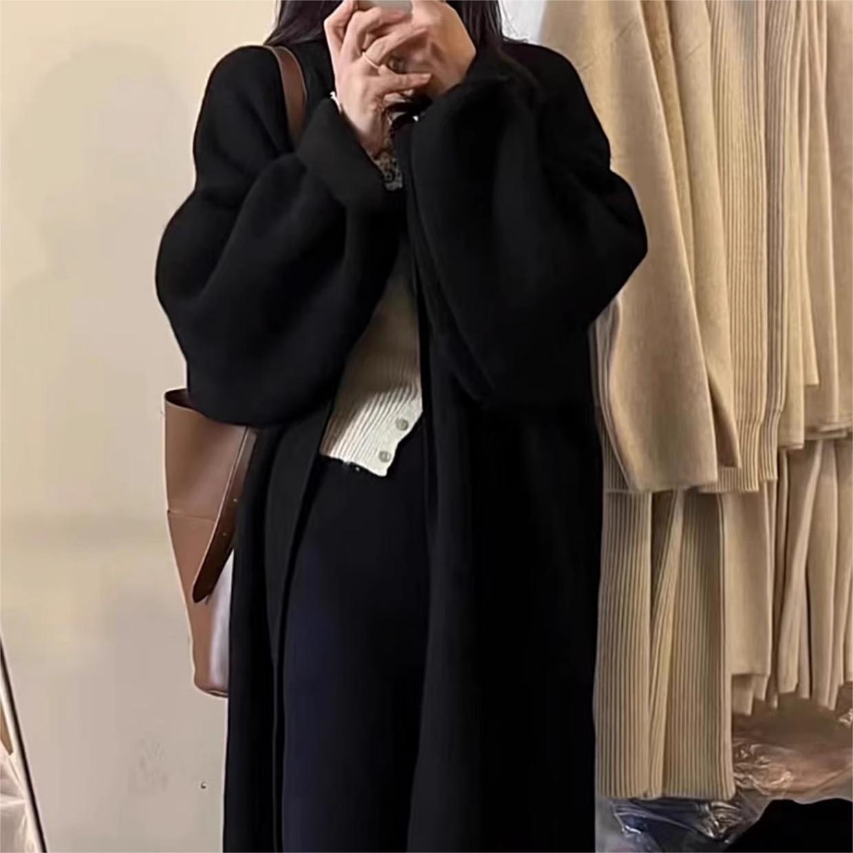 Cardigan tricoté pour femmes, manteaux, pull décontracté, solide, Extra Long, manches longues, point ouvert, coupe ample, élégant, bureau, automne 2025