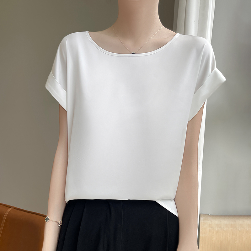 Camisole en soie à col rond pour femme, gilet fin en Satin, ample, extérieur, haut sans manches, costume d'été, chemise à bascule en soie de mûrier, nouvelle collection