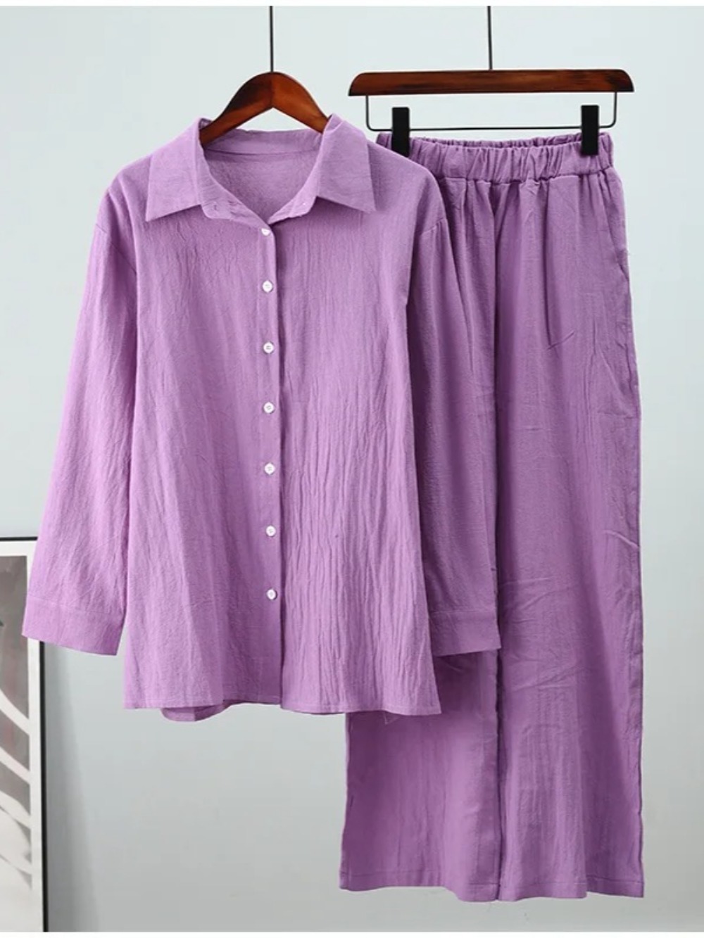 Ensemble deux pièces pour femmes musulmanes, pantalon à jambes larges, en coton et lin, chemise à boutons, costume Ramadan Eid dubaï, tenues arabes