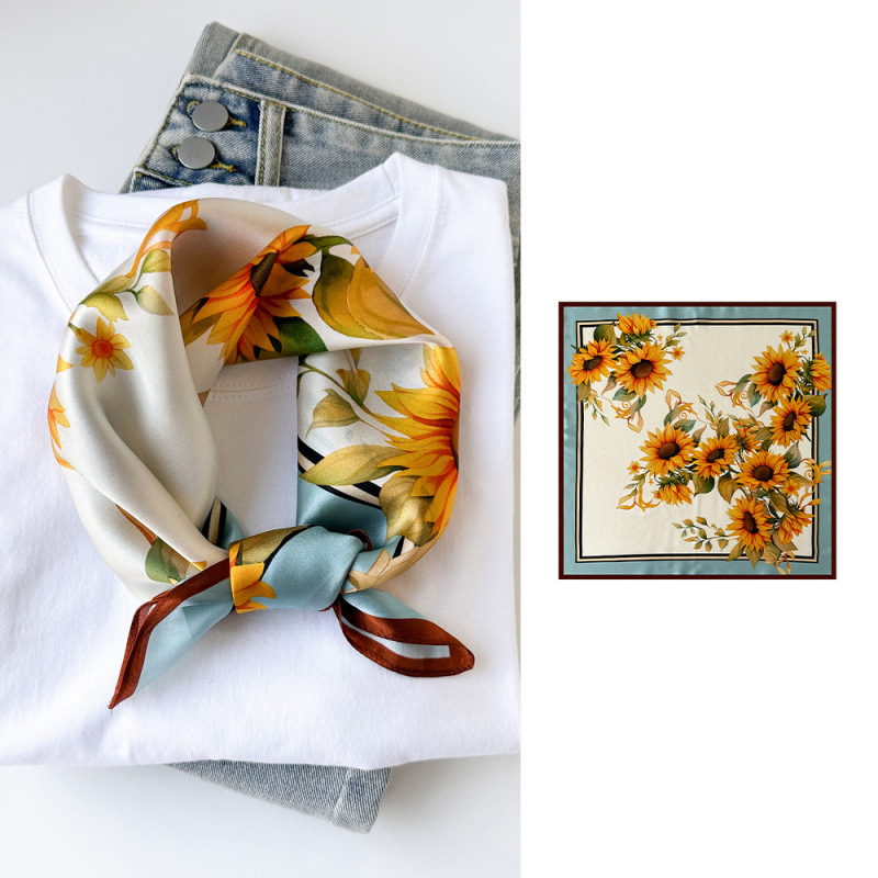 Foulard carré en soie 100% naturelle pour femme, foulard de tête, châles en soie véritable, bandana, étoles d'été, Sjaal