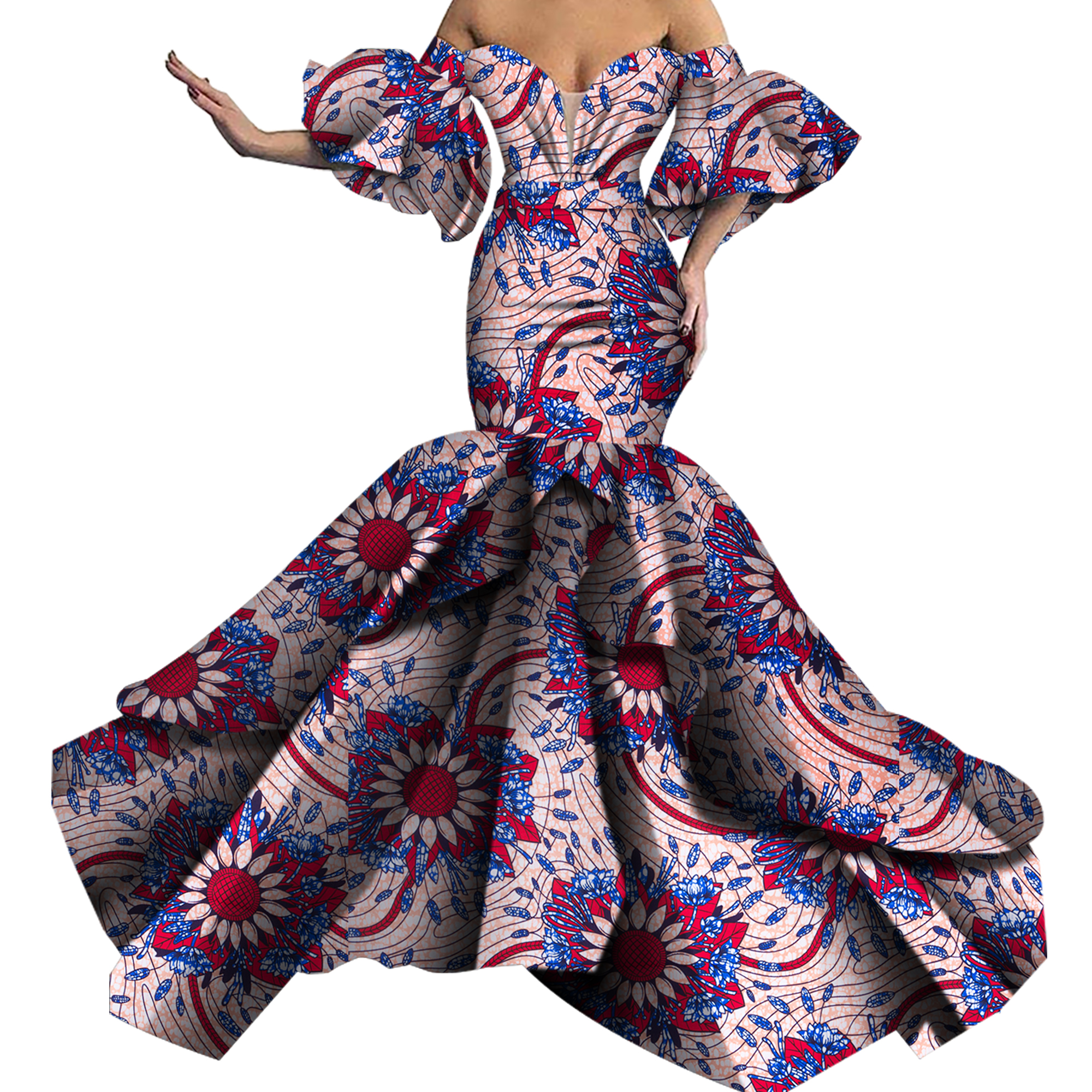 Bazin Riche-Robe longue de soirée pour femmes, imprimé africain, sexy, dashiki, sans bretelles, WY5613