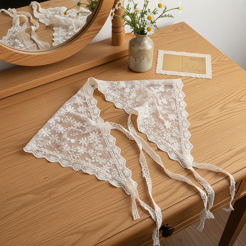 Foulard triangulaire vintage en dentelle, style bohème, respirant et léger, pour femme, idéal au quotidien et à la plage