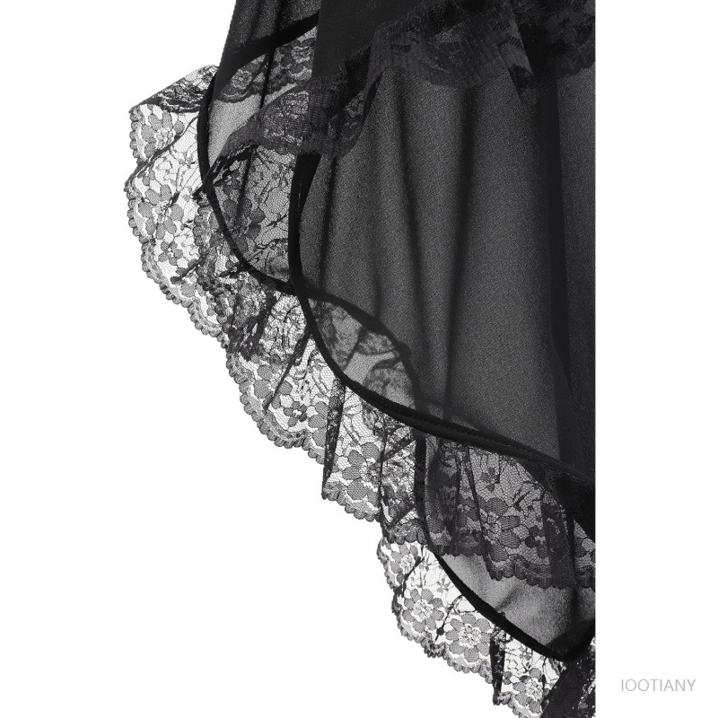 Manches gothiques fines monocouches en mousseline de soie, bord en dentelle, Halloween, blanc, noir, Lolita Victoria avec manches trompette, accessoires de mariage