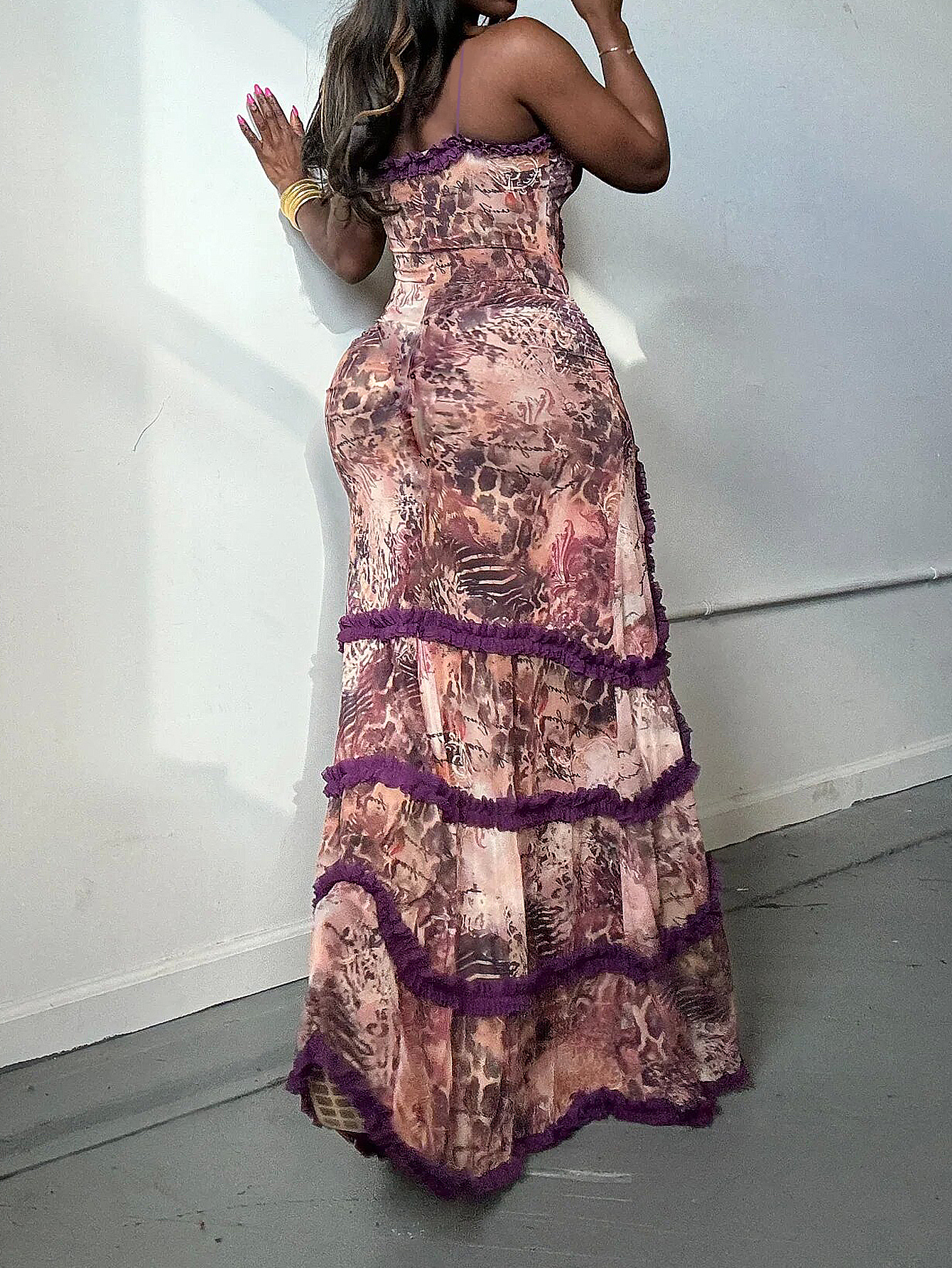 Robe sexy pour femmes, ligne creuse, fente haute, robe fendue en dentelle plissée
