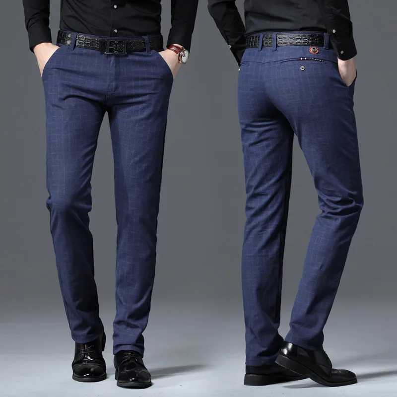 Printemps automne nouvelle mode hommes pantalons décontractés de haute qualité marque pantalons d'affaires vêtements masculins coton pantalons formels hommes vêtements