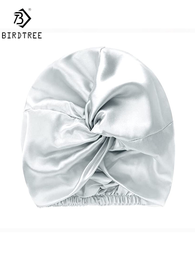 Bonnets en soie véritable à deux couches pour femmes, bonnet de nuit torsadé, bonnet en soie pure de 19 mm pour cheveux bouclés