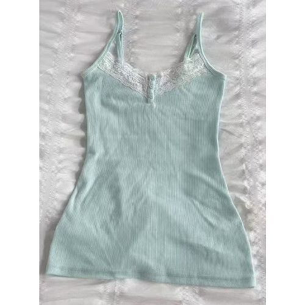 Débardeur Halter Rétro Chic Y2K pour Femme, Style Camisole Sexy et Doux, avec Patchwork en Dentelle Française et Bretelles Fines