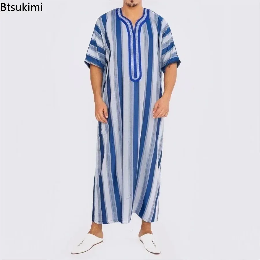 2026 hommes musulman Thobe moyen-orient Jubba Thobe manches longues Robe islamique hommes Robe musulmane saoudien arabe à capuche Thobe Abaya mâle