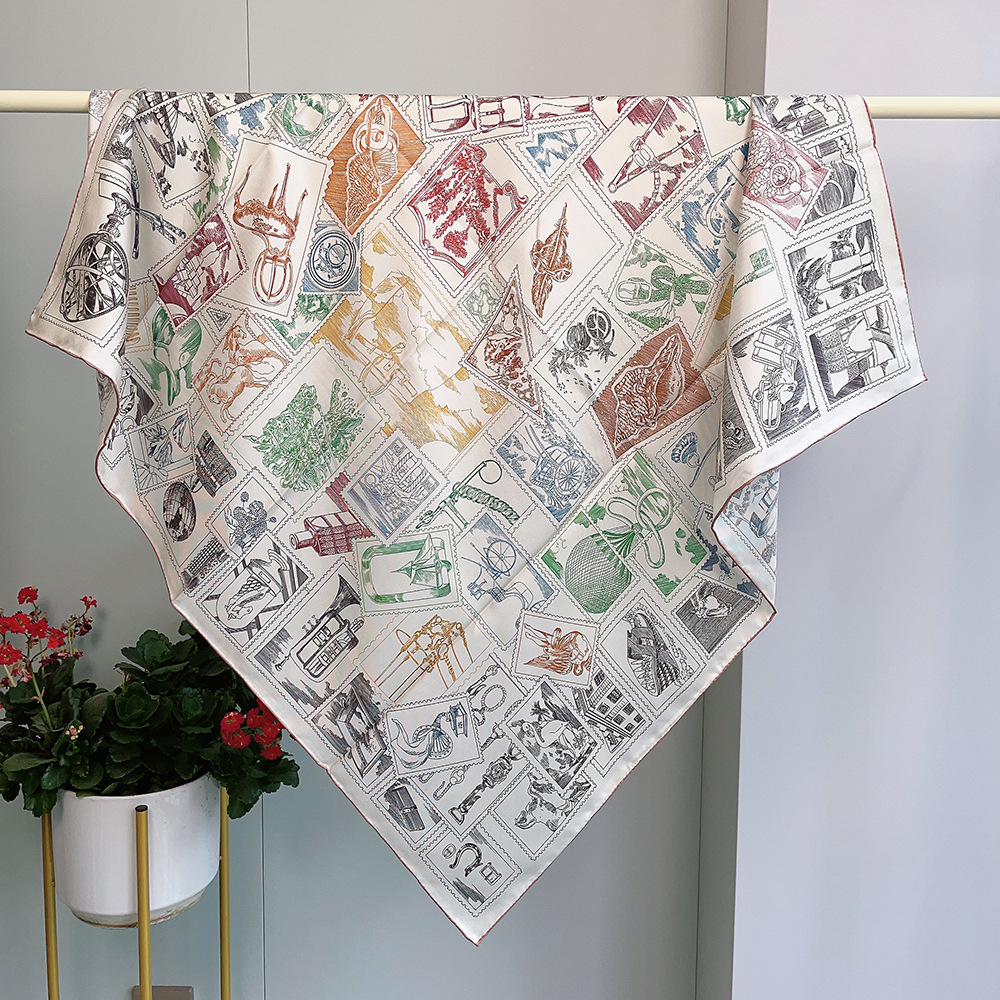 Foulard en soie de luxe 90CM, Bandanas en sergé de marques, ourlets faits à la main, châles à roulettes, accessoires de cou, décoration de vêtements, cadeau de noël