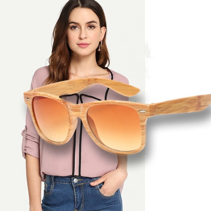 Lunettes de soleil rétro Vintage pour hommes et femmes, couleur bois, mode été, Grain de bois