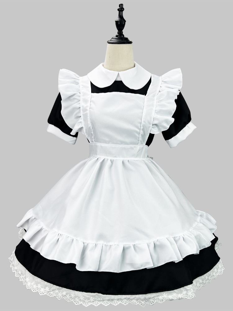 Costume de femme de chambre classique Anime Cosplay, robe de princesse Lolita, tenues japonaises Kawaii, tablier noir et blanc, fille de chat, grande taille, fête