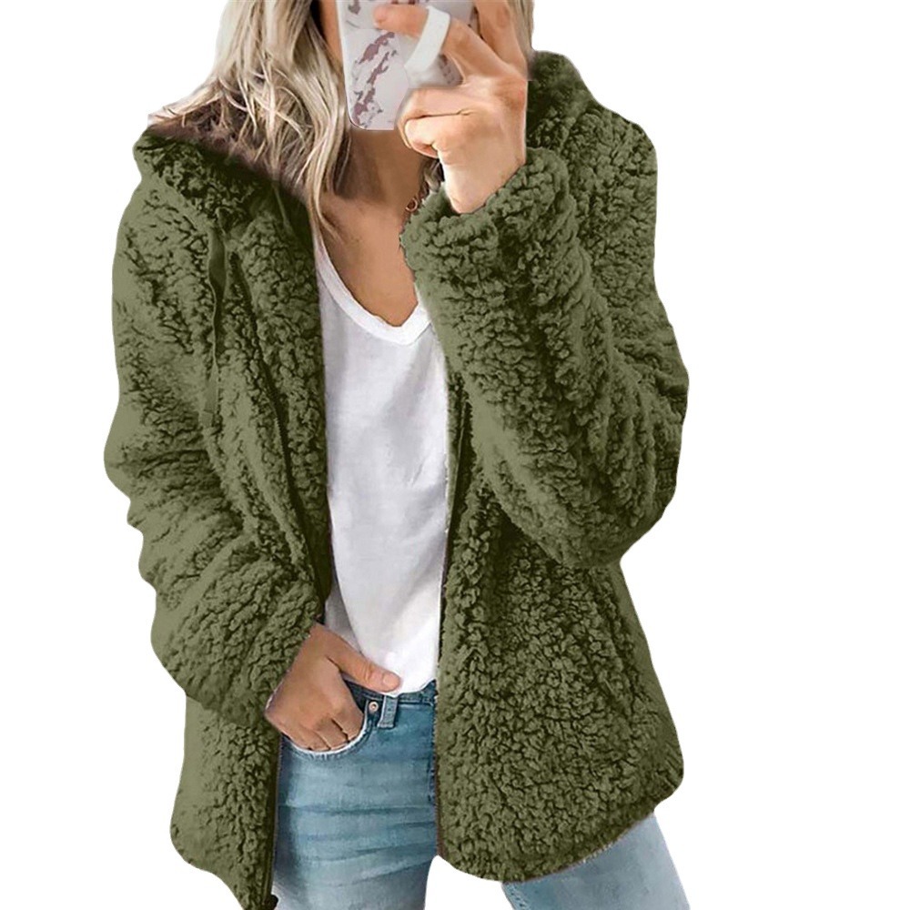 Manteau en laine à capuche en fausse peau de mouton pour femme, vêtement d'extérieur chaud doublé en polaire, nouvelle mode d'hiver