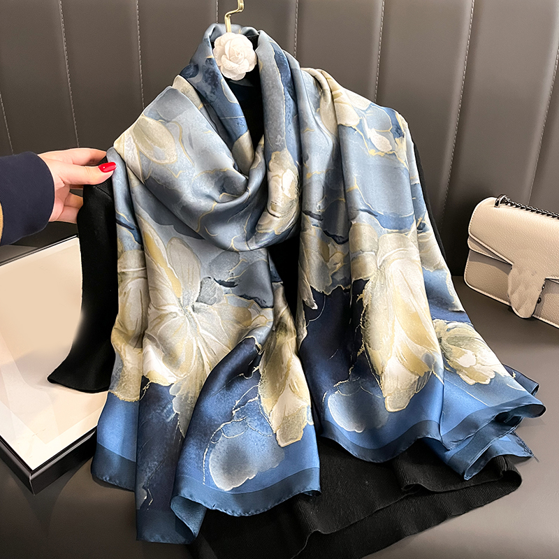 Écharpe de printemps pour femmes, Design de luxe, en Polyester, écharpe lisse, châle doux, écharpe de plage