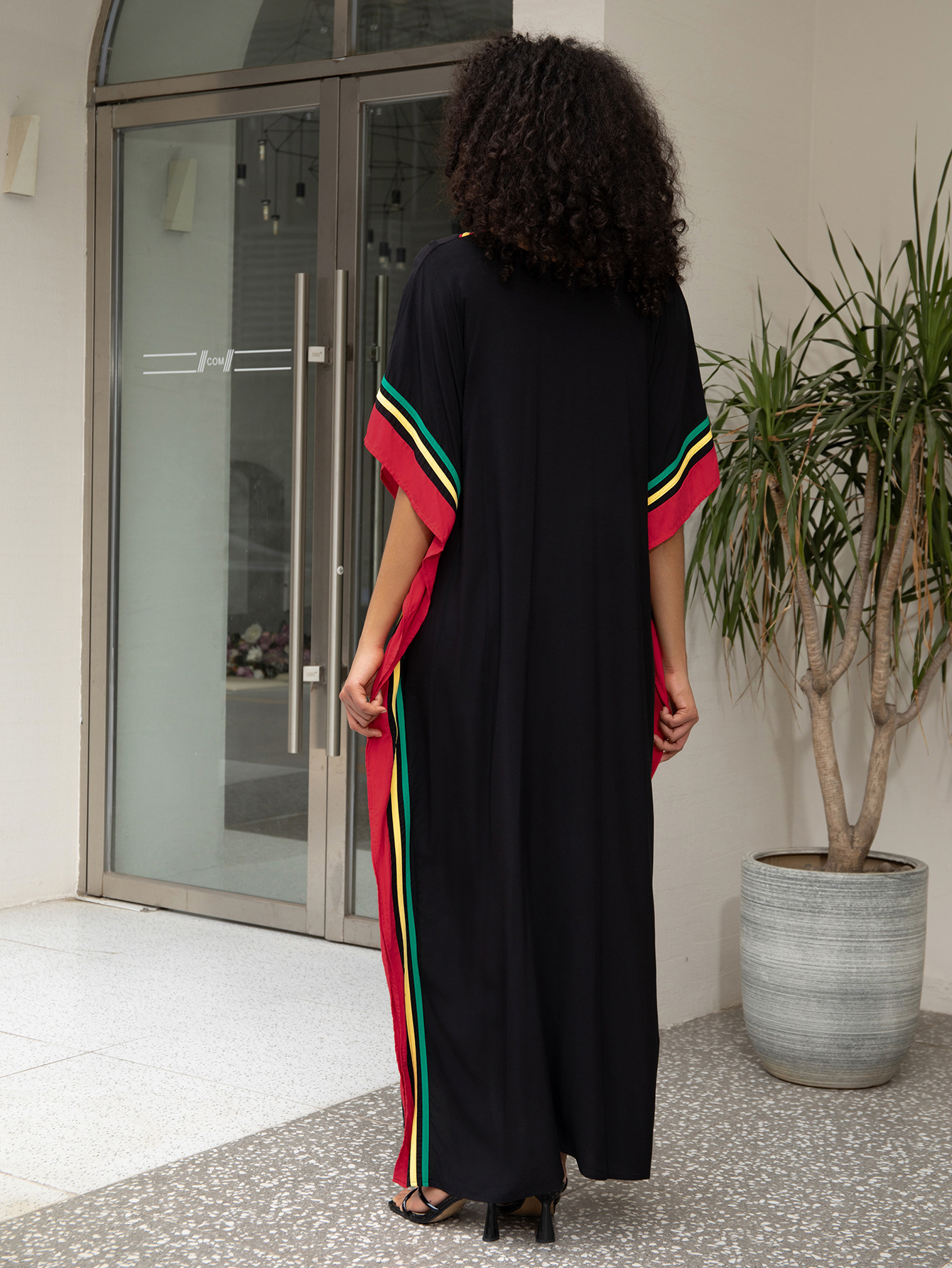 Robes Kaftan pour femmes, col en V, imprimé, paréo de plage grande taille, robe de détente