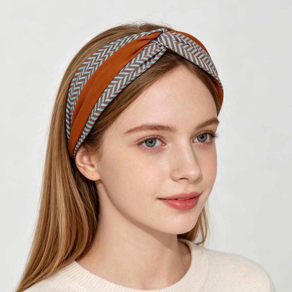 Bandeau noué à imprimé feuille style peinture à l'huile rétro, bandeau large turban tendance pour femmes, décorations capillaires vintage élégantes pour filles