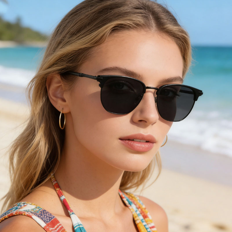 Lunettes de soleil vintage à monture carrée en métal pour hommes et femmes, lunettes de mode rétro unisexe avec protection UV400