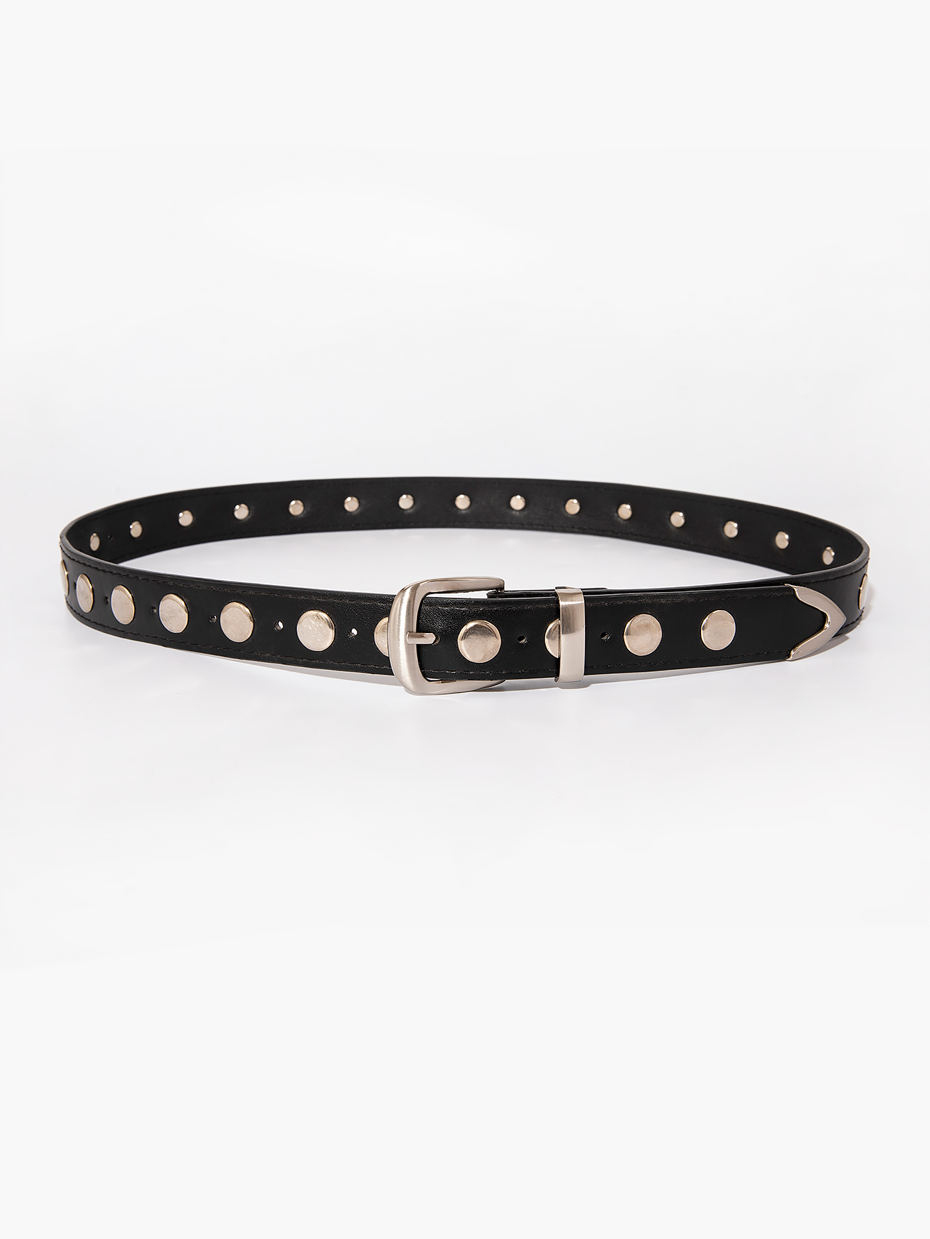 Ceinture à boucle ardillon à rivets ronds punk y2k pour femmes, or et argent pour jeans, une ceinture décorative polyvalente adaptée aux voyages quotidiens