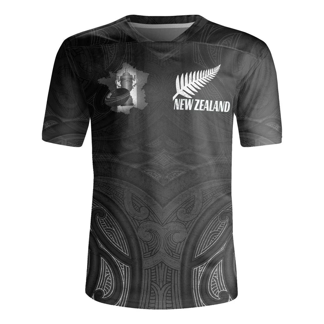 Nouvelle-zélande Rugby-Jersey argent fougère drapeau Styles 3D imprimé col en V t-shirt NZ Jersey col en v T-Shirts hommes Cool manches courtes T-Shirts