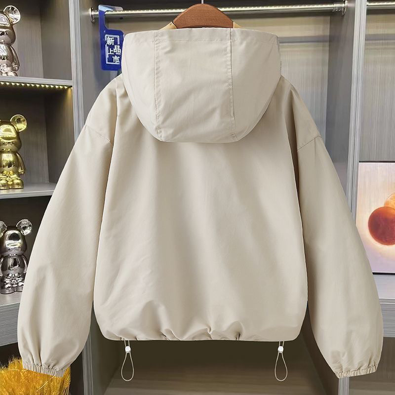 Manteau d'automne pour femmes 2026, veste à capuche, manches longues, poches zippées, coupe-vent décontracté, vestes basiques, vêtements d'extérieur, capuche à empiècements E25