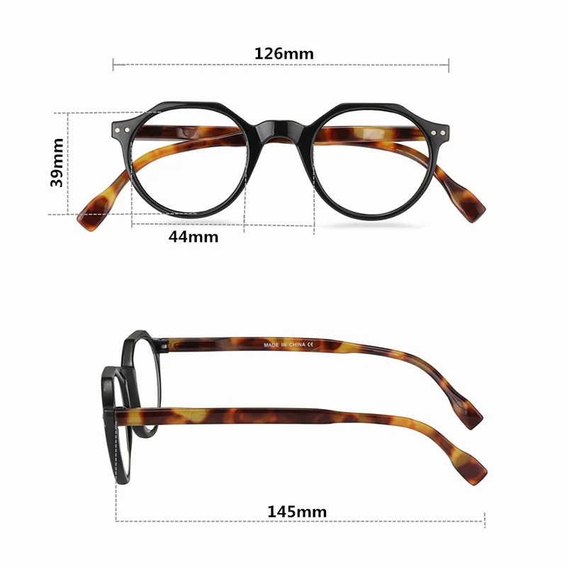 Lunettes de lecture rondes pour femmes, Anti-lumière bleue, sur Prescription, grand cadre, hypermétropie, fausses lunettes + 0 + 3.5