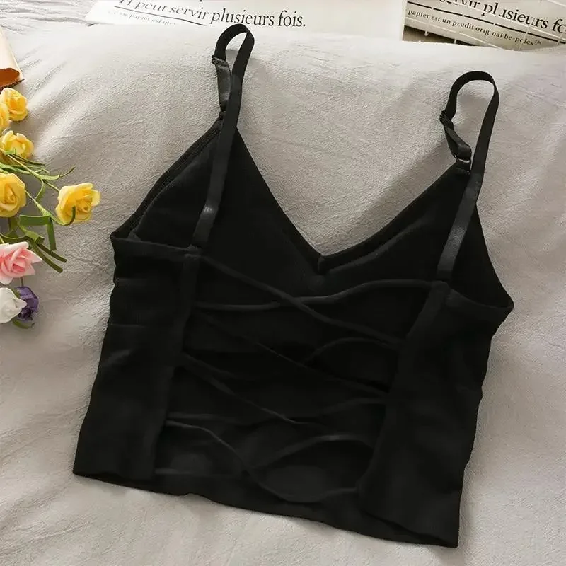 Soutien-gorge intégré pour femmes, haut court, sexy, nouveau, 2024