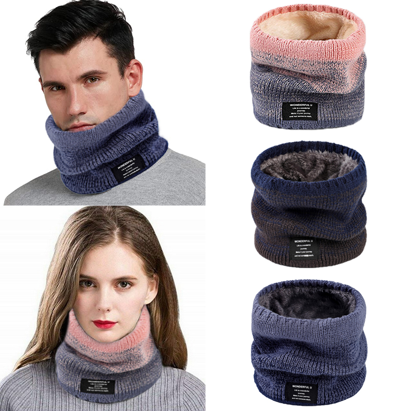 Hiver femmes hommes tricoté dégradé foulard cou écharpe masque de Ski unisexe en peluche épaissir chaud écharpe femme coupe-vent laine écharpe